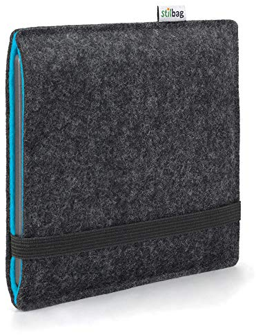 Stilbag eBook Reader Finn für Tolino Vision Color | Farbe: anthrazit/Azur | eBook Reader-Tasche aus Filz | eReader Schutzhülle | ebook Reader Tasche Made in Germany