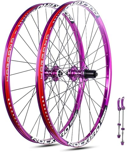 26/27,5/29 Zoll MTB-Laufradsatz,Alu-Legierung,Doppelwandige Felgen,Boost-Steckachsen-Laufradsätze Mit Abgedichtetem Lager Scheibenbremsen-Laufradsatz Passend Für 7–11-Gang-Kassetten,Lila,29inch
