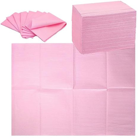 Yumierty 125PCS Disposable Nail Art Table Towels Mat 13 X 17inch Waterproof Nail Art Mat Paper Sheet Clean Pads Tattooing Pink