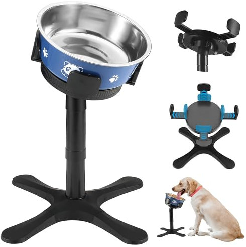 Dog Bowls Elevated Adjustable Dog Bowl Stand,Raised Dog Bowl with 3 Heights and Tilted Adjust Feeding Stand,Elevated Dog Bowls Compatible with Various dog bowls,for Medium Large Breed (with Bowl)
