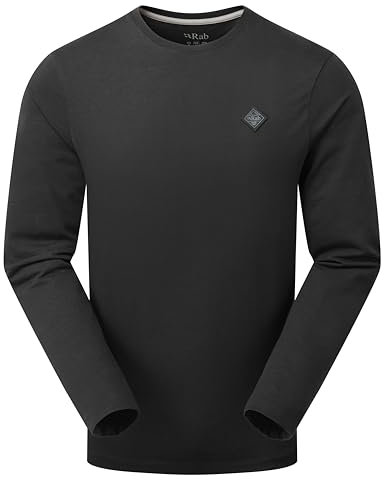 Rab Men's Basecamp Logo Badge Tee Long-Sleeve Graphic T-Shirt for Hiking, Trekking, & Everyday Use - Beluga - Medium