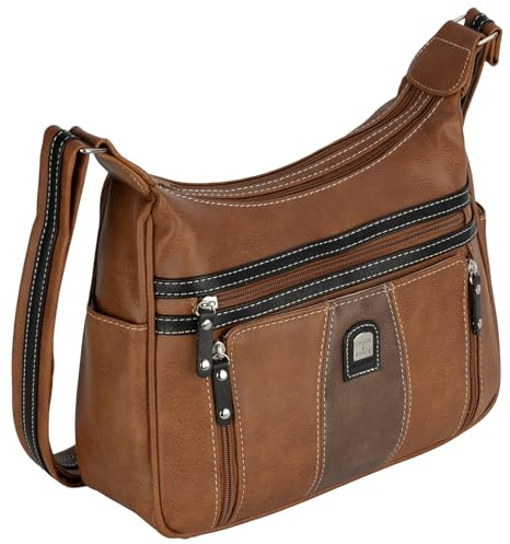 EAAKIE Damen Tasche, Schultertasche, Handtasche, Umhängetasche mit Leder Optik und vielen Fächern