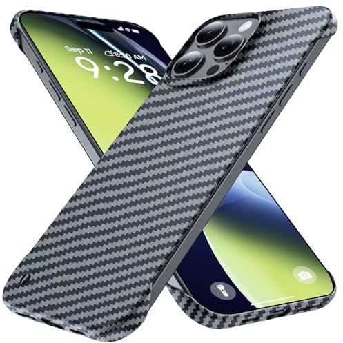 GRECAZO Ultra-Thin Frosted Soft Touch Skin Borderless Carbon Fiber Bump Texture Case for iPhone 16 Pro Max Phone Case 6.9(2024) Slim Minimalist Lightweight Frameless Matte Hard Cover Case-Black