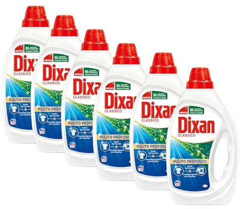 Dixan Detersivo Lavatrice Liquido Classico, 6 confezioni da 19 lavaggi, 114 lavaggi totali