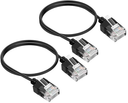 Thzzhnno RJ45 Cat6A Ethernet Cable 2M 2 Pack, 10Gbps LAN Ethernet Cable, High Speed 550MHz UTP Cat6 Network Cable, Cat 6 Patch Cable for Router, Modem, Xbox, Laptop, Servers