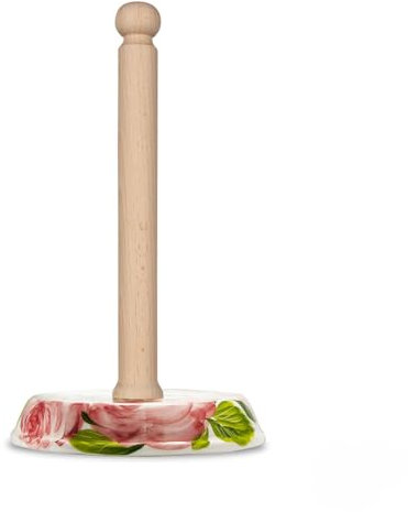 Rotolina™ | Exklusiver Küchenrollenhalter stehend aus Keramik und Holz | handgefertigt in Italien | Papierrollenhalter für Jede Küchenrolle | Dein perfektes Küchenzubehör (Rose)