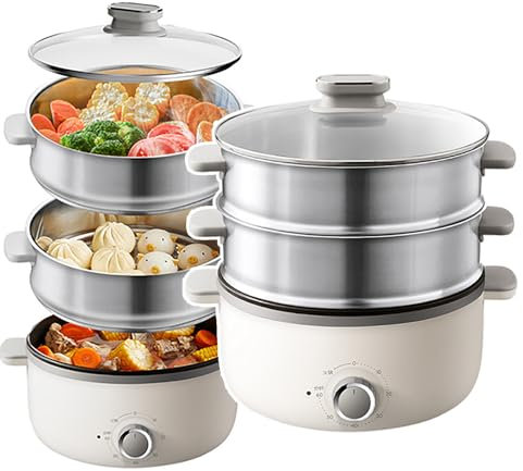 Electric Steamer Cooker 13L Multi Breakfast Machine - Quick Steam, 60 Minutes Timing, Household Hot Pot Egg Steamer Kitchen Appliances