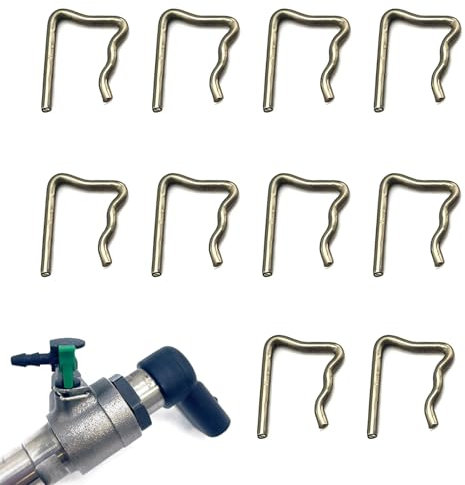 10Pcs Injector Clips Automotive Injectors Leak Off Pipe Clips for Diesel Fuel Injector Pipe,Common Rail Injector Leak Off Retaining Clips,Compatible with Ford Peugeot Citroen Renault Volkswagen Jaguar