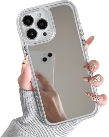 ZTOFERA Hülle für iPhone 14 Pro, Nette Makeup Spiegel Hülle Klarer Sliver Rücken Weiches Slim Hülle, Flexible Stoßfeste Anti-Kratzer Schutz Stoßfänger Abdeckung für iPhone 14 Pro 6,1 – Klar