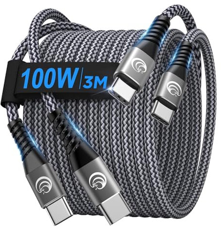 Aioneus USB C auf USB C Kabel [2Stück 3M+3M] 100W/5A Schnellladekabel USB C auf USB C Kabel PD Typ C Ladekabel für iPhone 16 15 Pro Max,MacBook Pro/Air,Samsung S24 S23 S22,iPad Pro,iPhone 16 Ladekabel