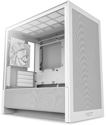 NZXT H3 Flow – Case PC Gaming Micro-ATX – Flusso d'aria ottimizzato – 1 ventola 120mm inclusa – GPU full-size – Radiatore 280mm frontale, 240mm superiore – Scheda madre con conn. posteriore – Bianco