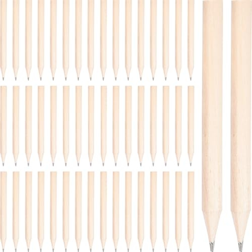 Garneck 50 Stück Mini Bleistifte : Kurze Dicke Bleistifte aus Holz für Kindergarten und Schule Runde Form HB Bleistift Set für Kinder Khaki