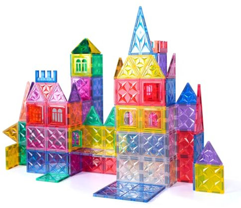 Magnetische Bausteine, 100 Teile MagnetBausteine Montessori Spielzeug für Kinder, Magnetspiel Blöcke Lernspielzeug Geschenke für 3+ Mädchen Jungen