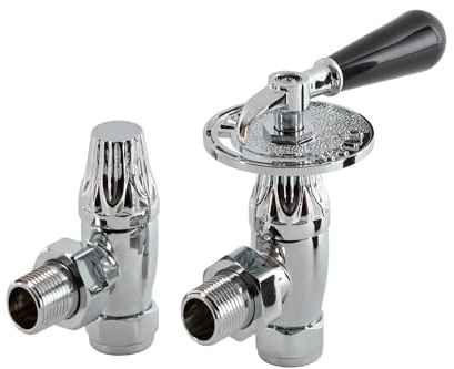 MILANO 1/2 Angled Chrome Thermostatic Heated Towel Rail Radiator Valves