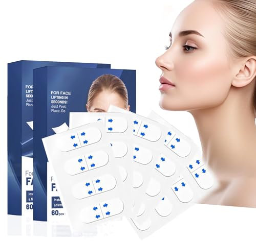 Anti-Falten Face Lifting Tape, Face Tape Lifting Gesicht zur Straffung der Haut, V-line Gesichtstape Gegen Falten, Facelifting Aufklebers für Frauen, 120 Stück Falten Pflaster