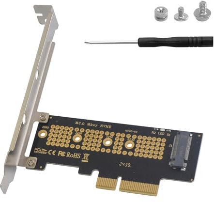 Maxhood M.2 NVME to PCIe 4.0 x4 Adapter, with Aluminum Heatsink Solution, NVME/AHCI SSD to PCIe Expansion Card Support 2230/2242/2260/2280 SSD, PCI-E X4 X8 X16 Slots