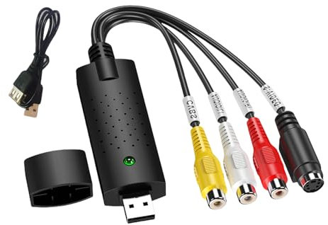 USB 2.0 Video Grabber Video Erfassungskarte zur Digitalisierung analoger Quellen Konvertierung und einfache Einrichtung mit LED-Licht