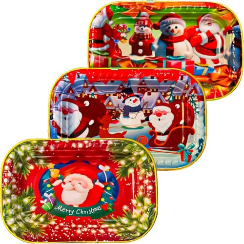 BOOSHMall Weihnachtsteller 3er-Set, Tischdekoration für Gebäckteller Weihnachten, für Weihnachten, Advent & Nikolaus, 3 Design 27CM