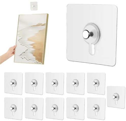 Dreamil Gancio autoadesivo, 12 pezzi, trasparente, per appendere immagini, senza fori, chiodi adesivi trasparenti, poster, da parete, quadri decorativi, foto, carico massimo 10 kg.