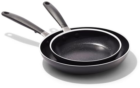 OXO Nonstick 8” and 10” Frying Pan Set, PFAS-Free Ceramic Skillets, Dishwasher & Oven Safe, Stay-Cool Silicone Handle