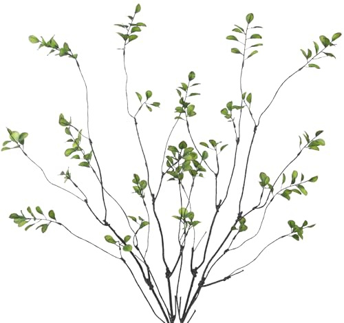 CEWUDA 4 Stück Kunstzweige für Vase Künstliche Ficus Zweige Kunstpflanzen Grün Blätter 90 cm Künstliche Zweige Kunstpflanze Dekozweige für Bodenvase Zuhause Büro Tischdeko Hochzeit Büro Party Dekor