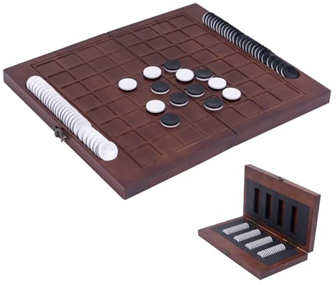 Extguds for Othello Reversi Board Game, Foldable Wooden Strategy Game with Built-in Storage, 64 Black & White Discs, Classic 2 Player Strategy Game for Family & Travel