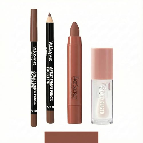 3PCS Lippen Set: Lippenstift & Lipgloss mit Lip Liner für maximalen Glanz und Definition – Langanhaltender, pflegender Farbeffekt mit hoher Pigmentierung für weiche, voluminöse Lippen#B