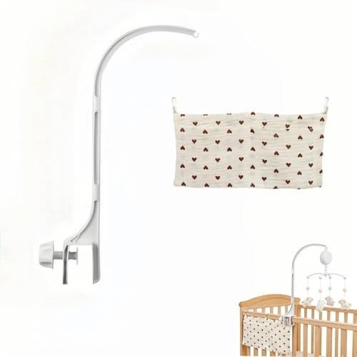 Mobile Halterung Babybett, Mobile Baby Halter, Mobile Halterung Wickeltisch, Kinderzimmer-Dekoration, für Aufhängung Windspiele Bettglocke, BabyBett Spielzeuge, mit Babybett Organizer Hängend