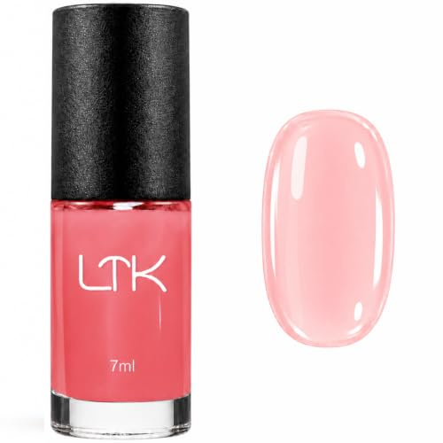 Jelly Nail Polish - Translucent Pink Nail Varnish - Sheer Nude pink Nail Paint Quick Dry - Long Lasting Chip Resistant Breathable Nail Varnish - Buildable French Home DIY Manicure No UV Needed