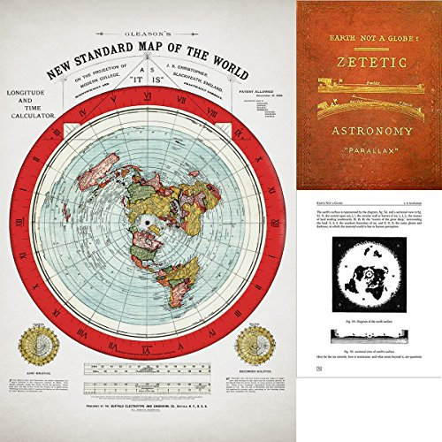 Lone Star Art Flat Earth Karte, â€“ Gleason 1894 Neue Standard Karte der Welt â€“ 61 x 91,4 cm Poster â€“ Inklusive eBook â€“ Zetetic Astronomie by Samuel Rowbotham