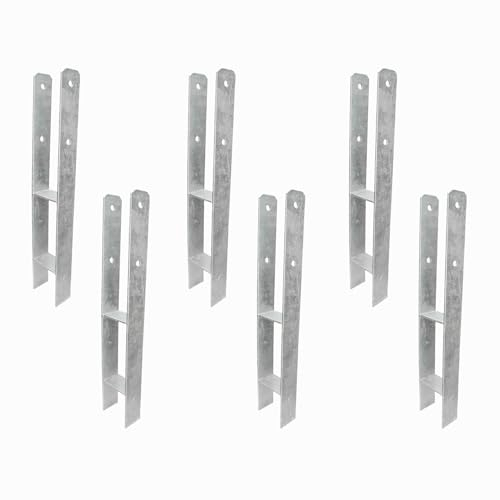 6 H-Pfostenträger feuerverzinkt verstärkt 5,5/600 mm für 100 mm Pfosten