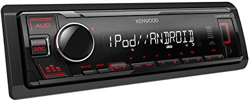 Kenwood KMM-205 USB-Autoradio mit RDS (Hochleistungstuner, MP3, WMA, FLAC, AUX-Eingang, Android Control, Bass Boost, 4x50 Watt, Rot) Schwarz