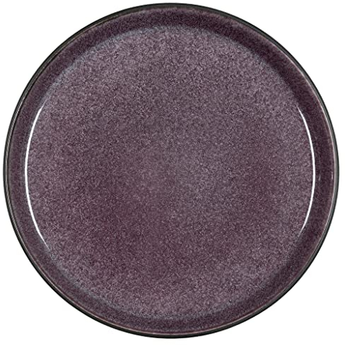 BITZ Teller, Kuchenteller, Dessertteller aus Steinzeug, 21 cm im Durchmesser, schwarz/lila