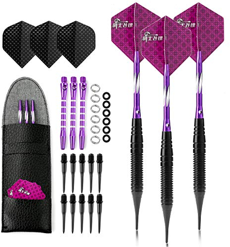 crazy-m Dartpfeile Soft dartpfeile 3 Stück 19 g Dartset Turnier Soft Tip Dartpfeile Set, Schwarz Beschichtete Metallfässer Darts (Soft Dartpfeile) mit Flights