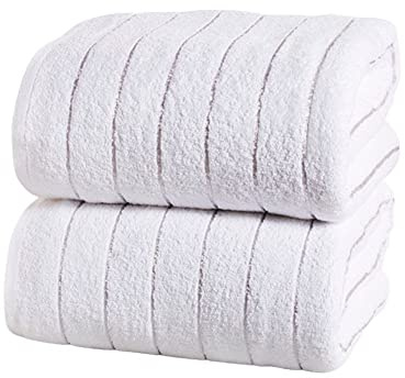 Rapport Home Rapport Two Piece White/Silver Striped Towel 100% Cotton, 2pc Bale