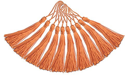 Makhry 100pcs 13cm / 5 Zoll handgefertigte gerade Quaste mit 2 Zoll Schleife für die Herstellung von Schmuck, Souvenirs, Lesezeichen, DIY Handwerk Zubehör (Dunkel Orange)