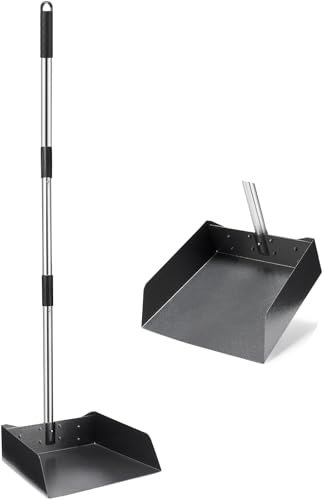 Yangbaga Dust Pans with Long Handle - 39” Heavy Duty Metal Upright Dustpan - Long Handled Stand Up Dustpans - Best Dustpans for Home/Lobby/Shop/Garage/Yard