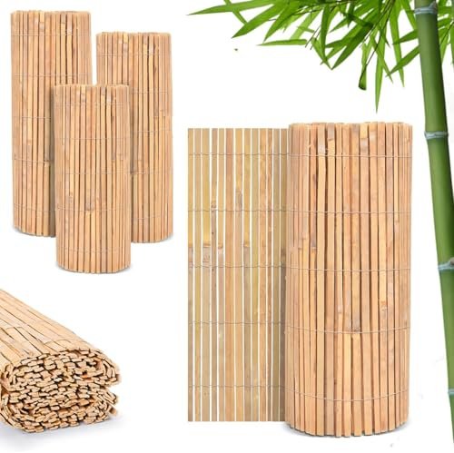 FB FunkyBuys Bamboo Fence Screening | Natural Slat Fence Panels Garden Screening for Outdoor Wind & Sun Protection | Garden Fence Screening for Privacy Shield (H: 1.8M x L: 4M)