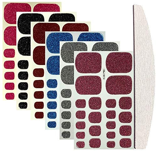 6 Sheets Toe Wraps Sticker Tips Toenail Nail Stickers Self Adhesive for Women Girls Kids Glitter