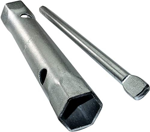 AERZETIX - C45635 - Rohrschlüssel Gerade 24x27mm 6-Seiten mit starrem Stift/abnehmbarer Klemme Tourniquet - Drehkreuz - Monoblock - Doppelter Rohrschlüssel - Gewindebohrer - aus CR-V-Stahl