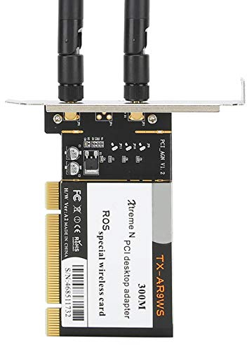 Socobeta Carte réseaux Carte PCI WiFi Carte réseau WiFi 300 Mbps AR9223 Bande B/G/N Adaptateur de Bureau PCI Compatible avec 802.11b / g/n avec 2 antennes
