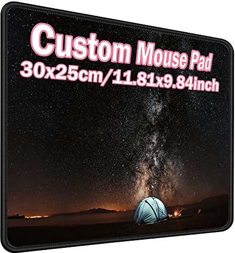 Tapis de souris personnalisé avec votre photo, logo, texte ou motif, tapis en caoutchouc antidérapant pour cadeau, accessoires de bureau 30x25cm