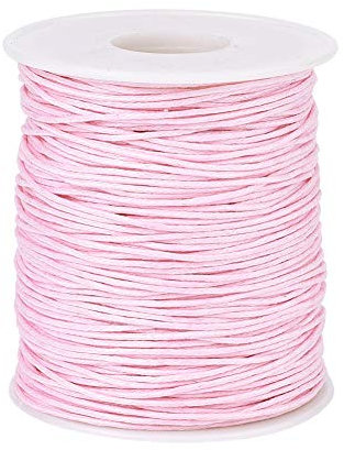 Givenny 91,4 m de fil de coton ciré pour perles 1 mm de diamètre, pour macramé, travaux manuels, couture, pour la fabrication de bijoux (rose)