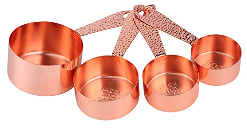 4Pcs Stainless Steel Measuring Cups, Rose Gold Measuring Cups and Spoons Set Metal Kitchen Measuring Spoons for Baking