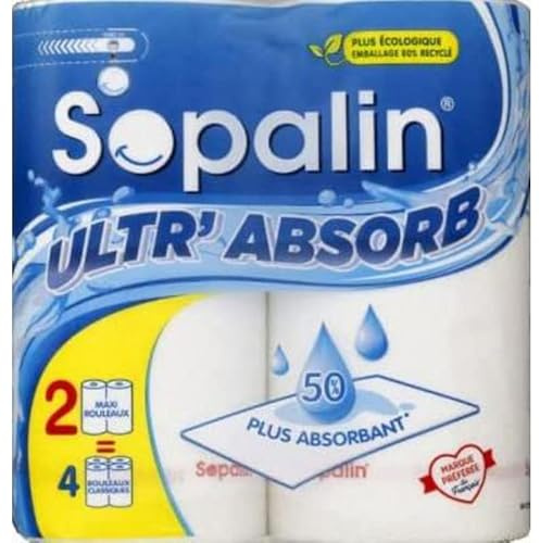 Sopalin Essuie-tout ultr absorb blanc - Le lot de 2 rouleaux