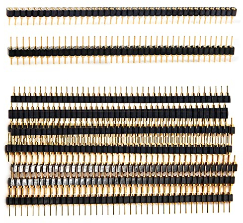 CHANZON Stiftleiste Buchsenleiste Pin Header 40 Pin x 10 Stück Weibliche/Männliche Pins Gerade Einreihig Runde Pins Sortimentssatz Vergoldet 2.54mm 0.1 inch Breakaway Gebraucht für PCB, Arduino Gpio