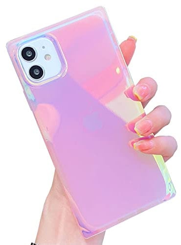 BANAILOA Rectangle Compatible with iPhone 11 Case Sparkle,Colorful Blue-Ray Holographic Cute Case Soft TPU Luxury Glossy Slim Phone Cover - 6.1 inch