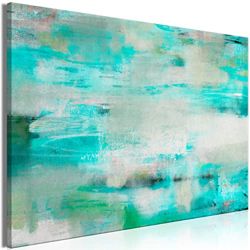 decomonkey Bilder Abstrakt 60x40 cm 1 Teilig Leinwandbilder Bild auf Leinwand Vlies Wandbild Kunstdruck Wanddeko Wand Wohnzimmer Wanddekoration Deko Textur Design Moderne Kunst Grau Türkis