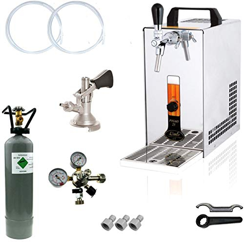 BieTal® Bierzapfanlage Bierkühler mobile Zapfanlage 35 Liter/h Durchlaufkühler KOMPLETTSET - KEG Flach - CO2 2 kg