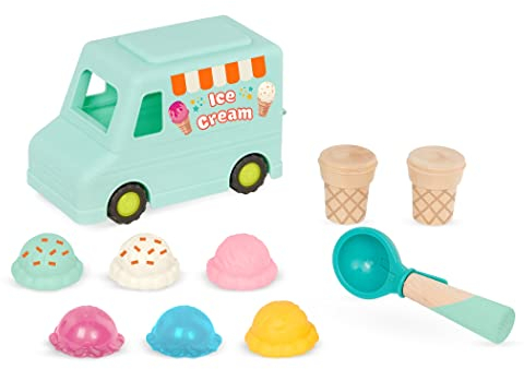 B. Toys – Sweet Scoops – Pretend Play Ice Cream Truck Play Set – Play Food & Accessories – Toy Truck, Stackable Scoops, Magnetic Scooper – Toddlers, Kids – 2+ Years (10 Pieces)